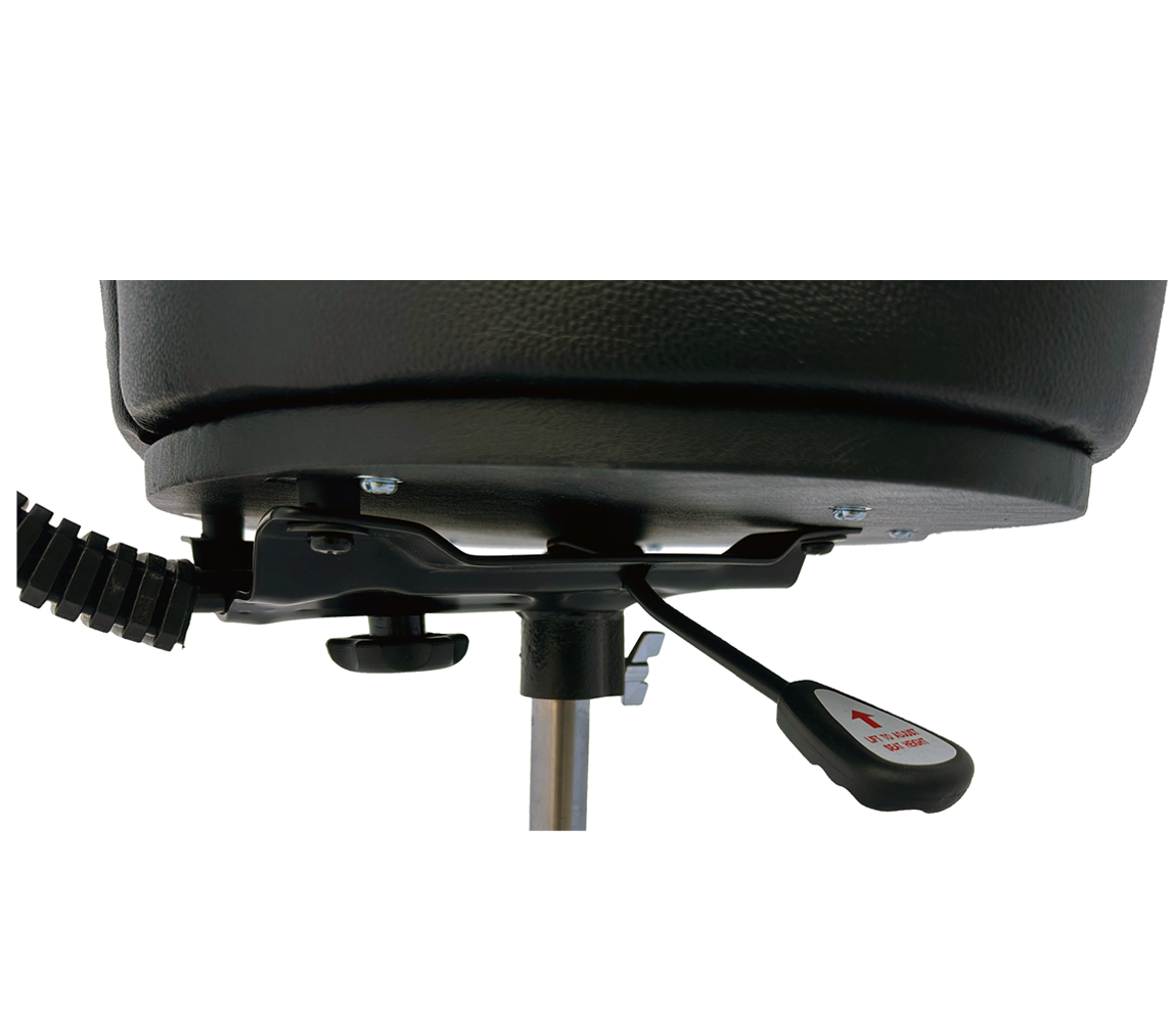 Ahead Spinal G Saddle Hydraulic Black Cloth Top/Black Sides, 4 Leg Base, 20" to 27" Adjustment Height