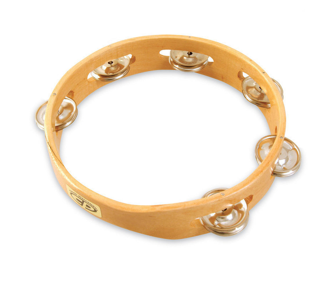 LP 8" CP Wood Tambourine Headless Single Row Jingles