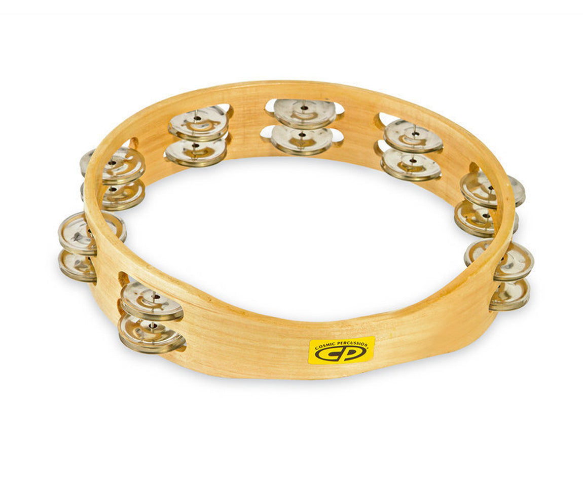 LP 10" CP Wood Tambourine Headless Double Row Jingles