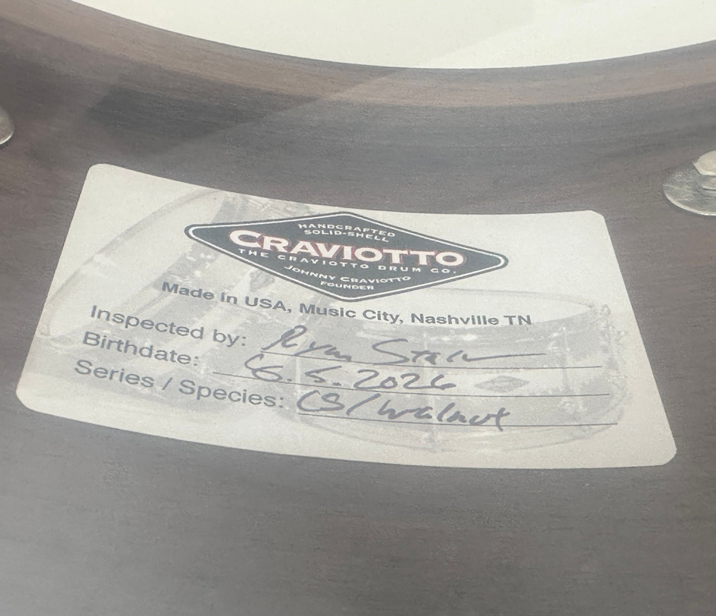 Craviotto Custom Shop 14" x 6" Walnut Snare Drum