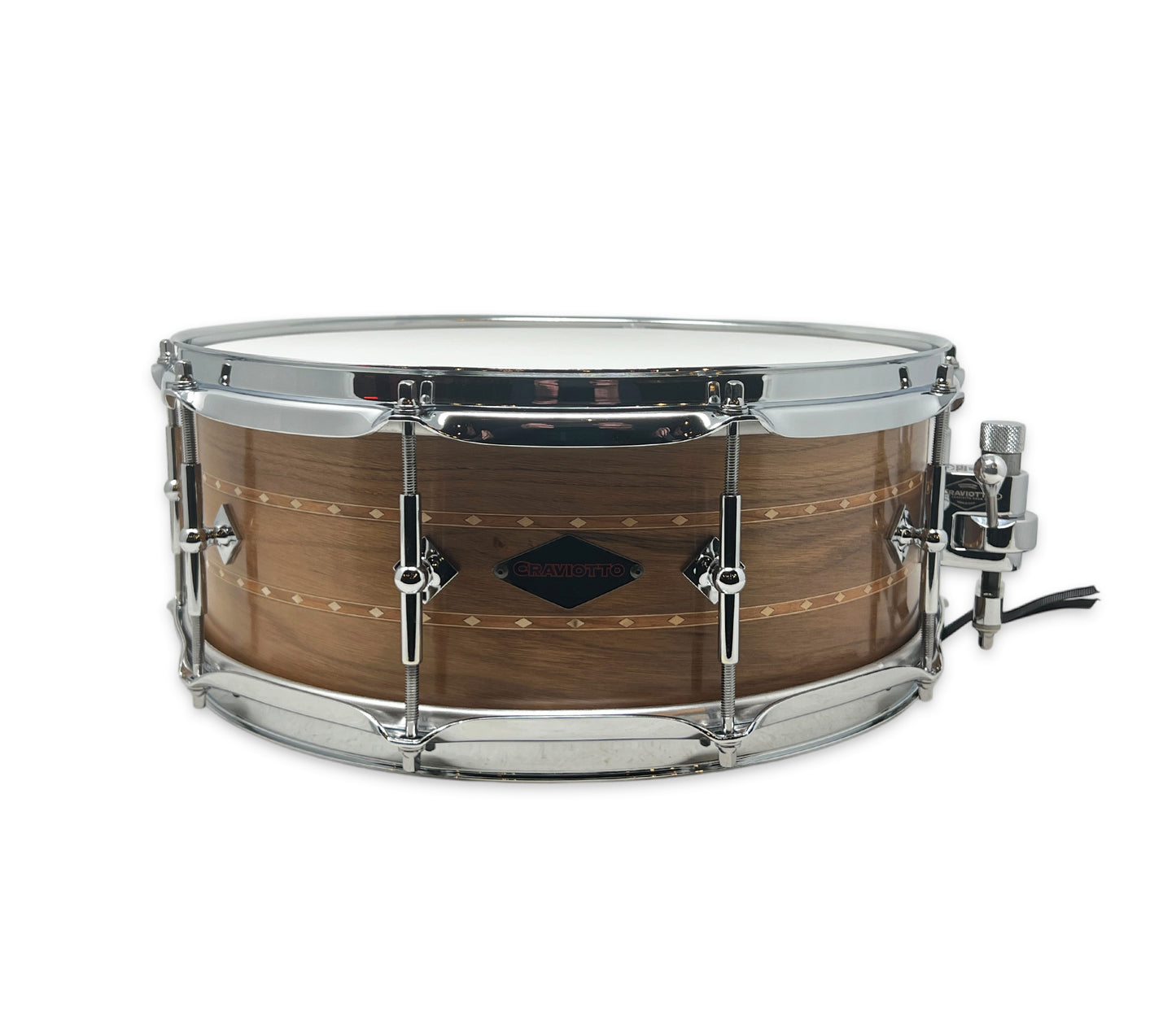 craviotto custom shop light walnut 14 x 5 5 snare drum w double in lay boutique collection 45 edges