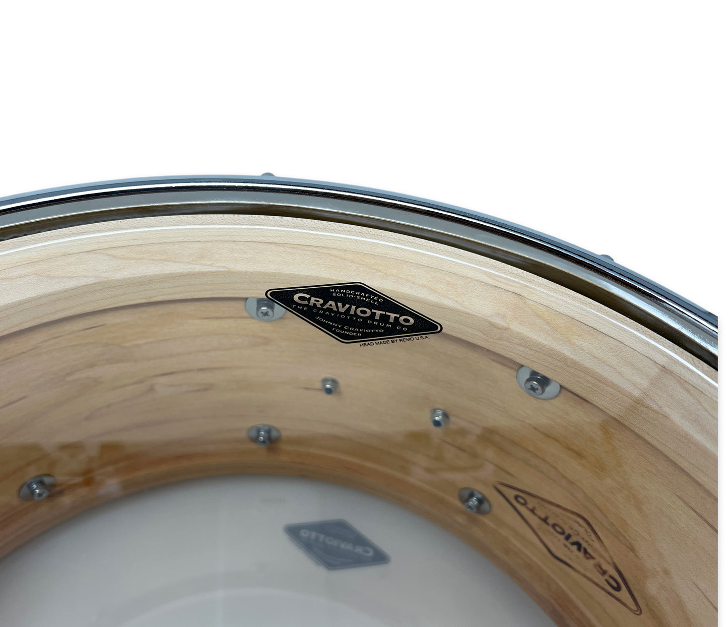 craviotto custom shop solid maple 14 x 6 5 snare drum w maple in lay 45 edges
