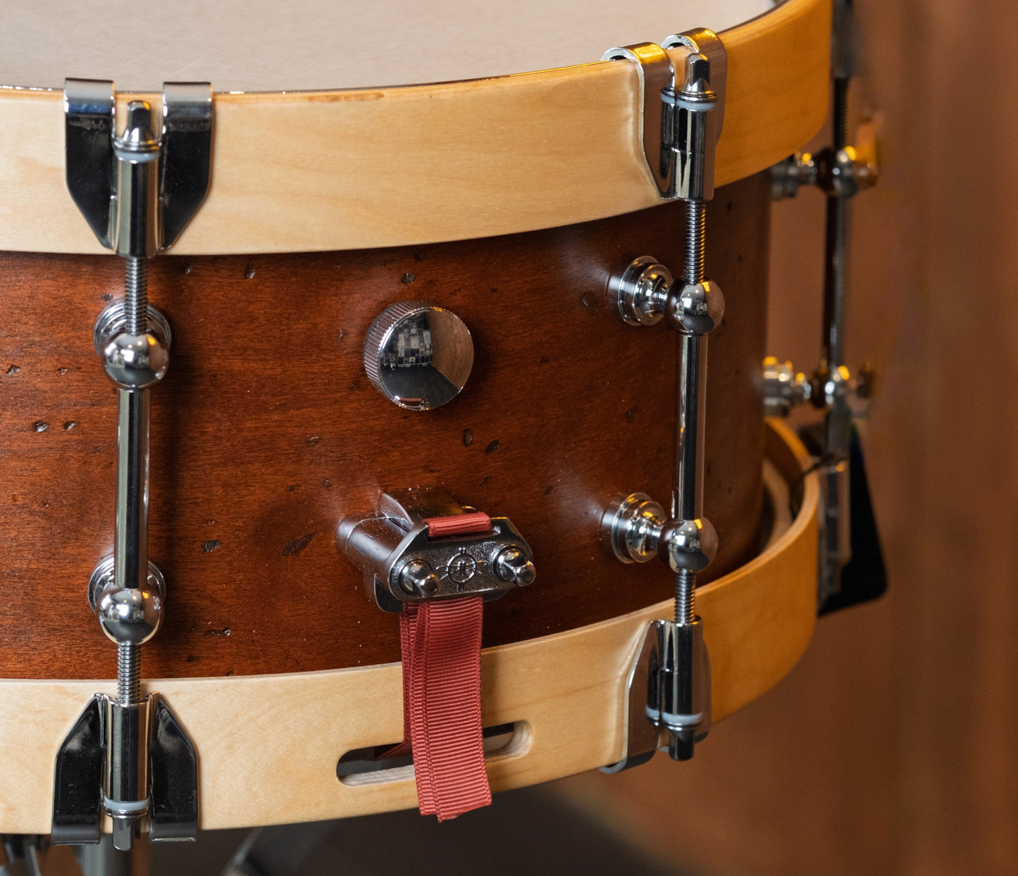 Dunnett MonoPly Solid Cherry 'Relic' 14" x 6" Snare Drum with Wood Hoops