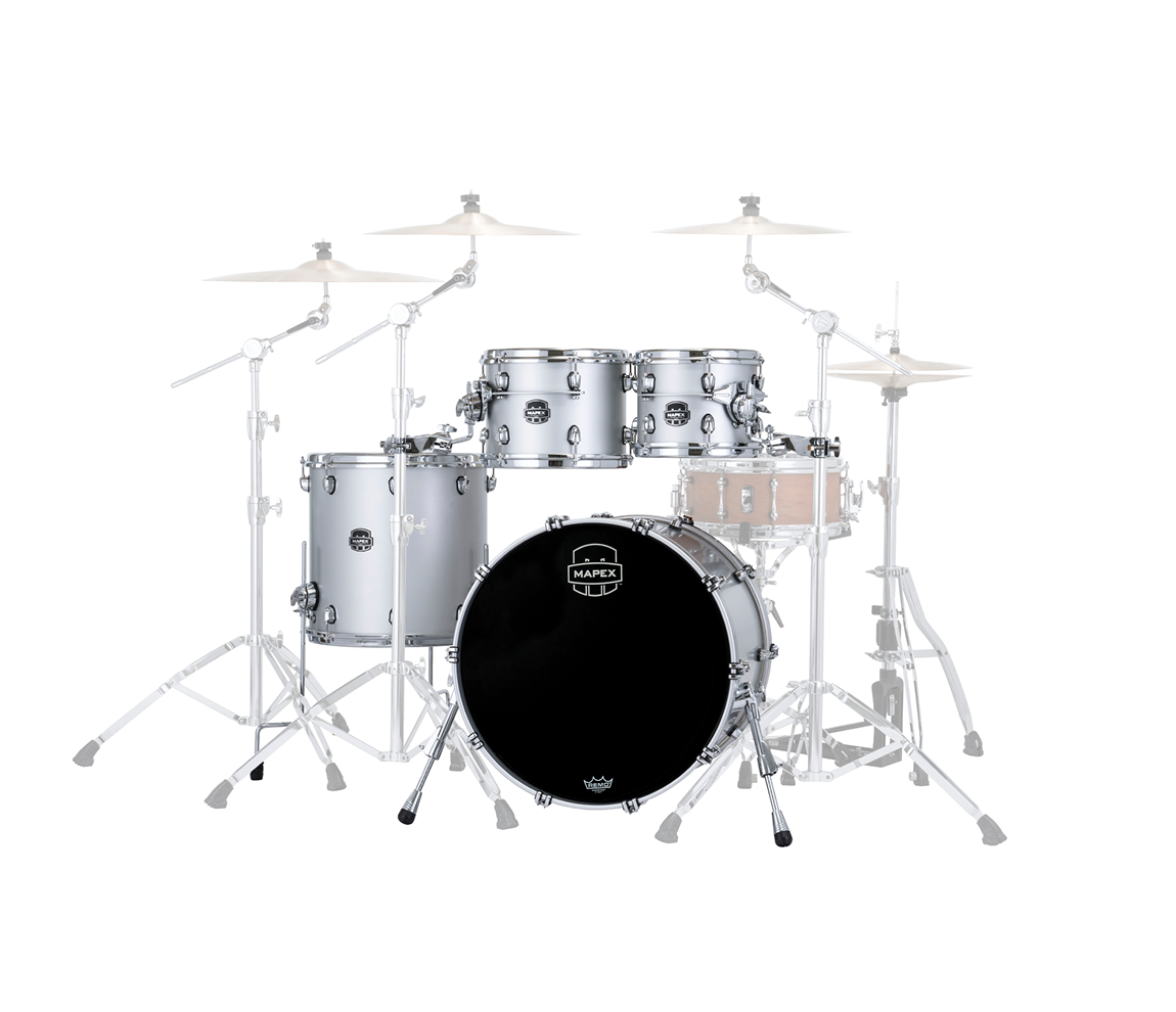 Mapex Saturn Evolution Rock Birch 4-Piece Shell Pack in Iridium Silver