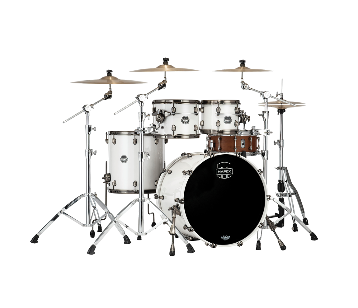Mapex Saturn Evolution Rock Birch 4-Piece Shell Pack in Polar White