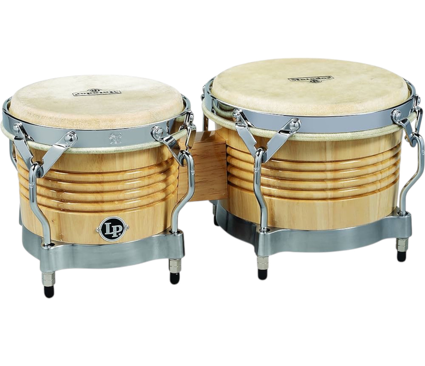 LP Matador Wood Bongos Natural Chrome Hardware