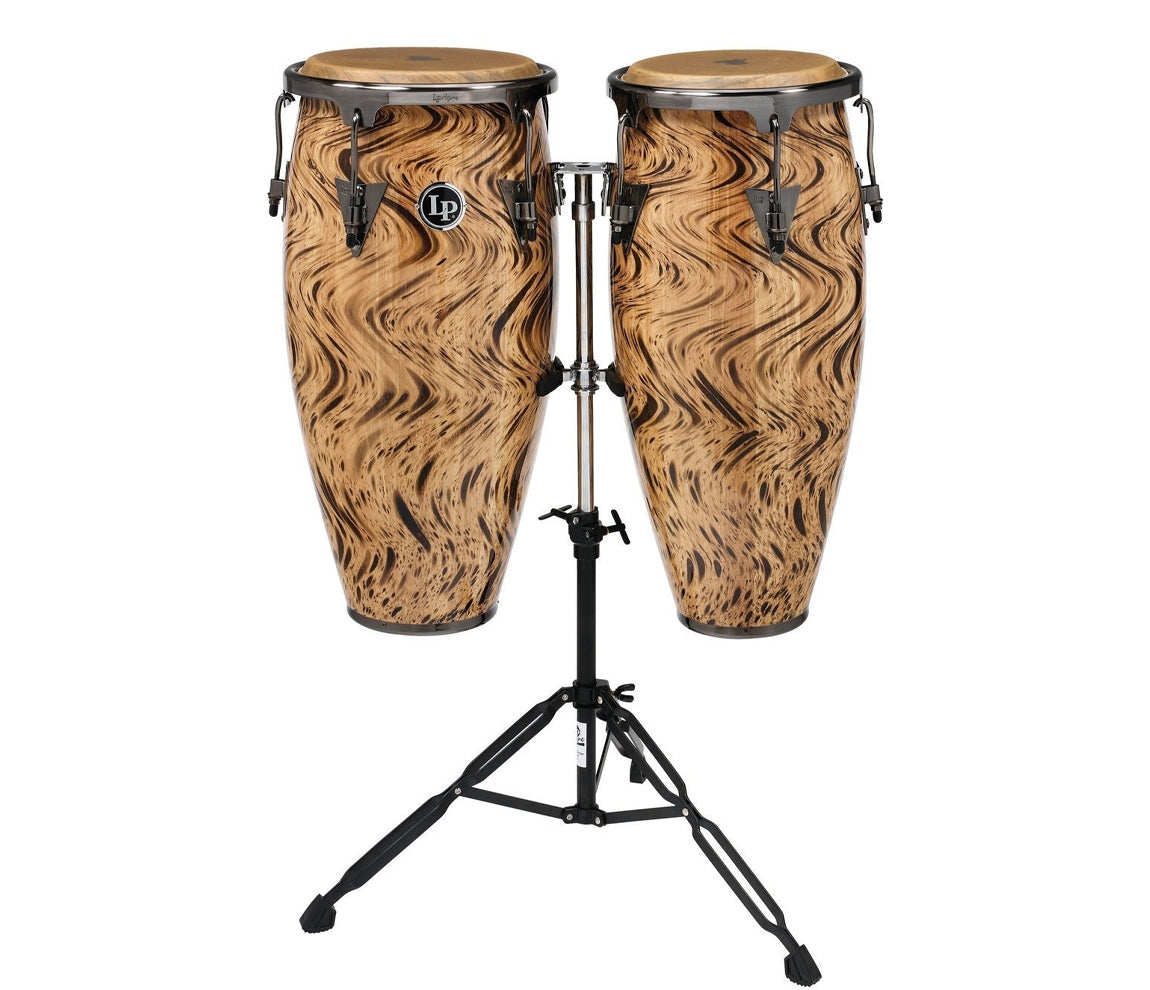 LP Aspire Wood Conga Set 10" & 11" in Havana Cafe with Double Stand