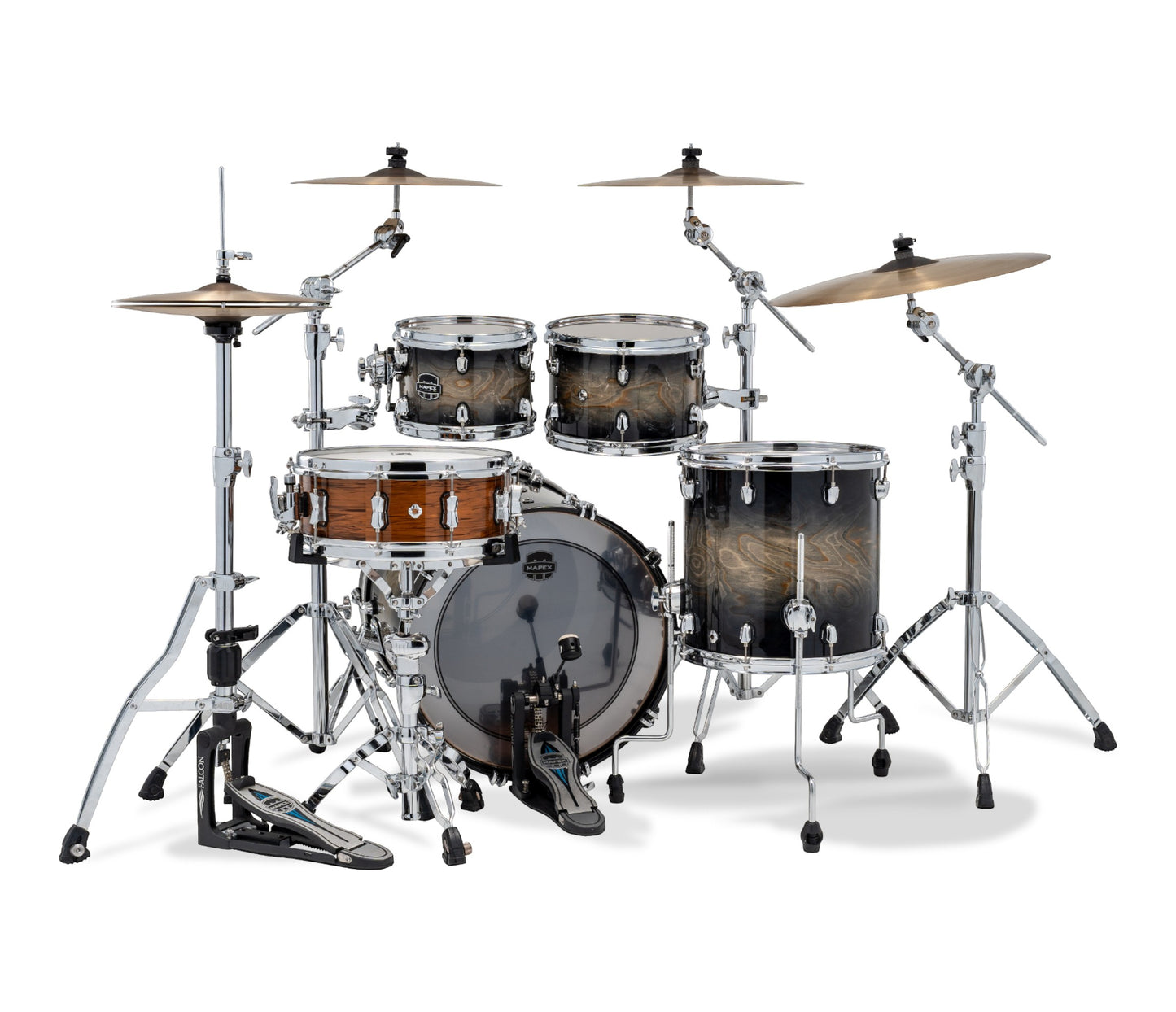 Mapex Saturn VI 20" 4-Piece Fusion Shell Pack in Black Ink Burst