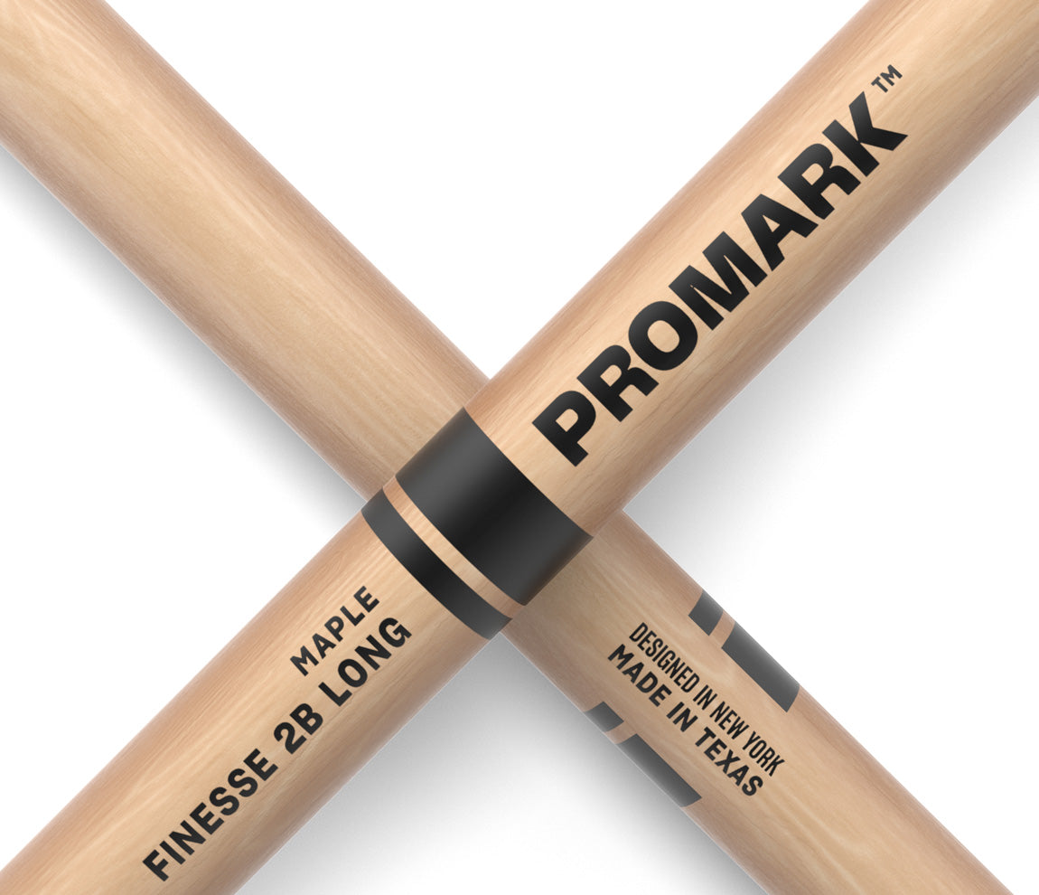 ProMark Finesse 2B Long Maple Drumstick, Small Round Wood Tip