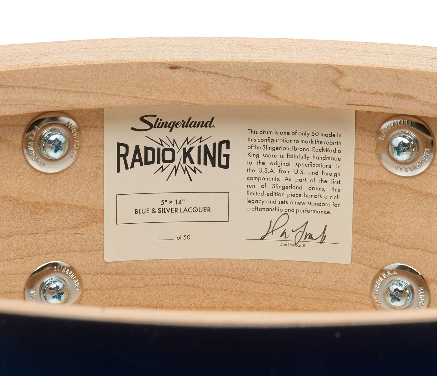 Slingerland Radio King Limited Edition 14" x 5" Snare Drum in Blue & Silver Lacquer
