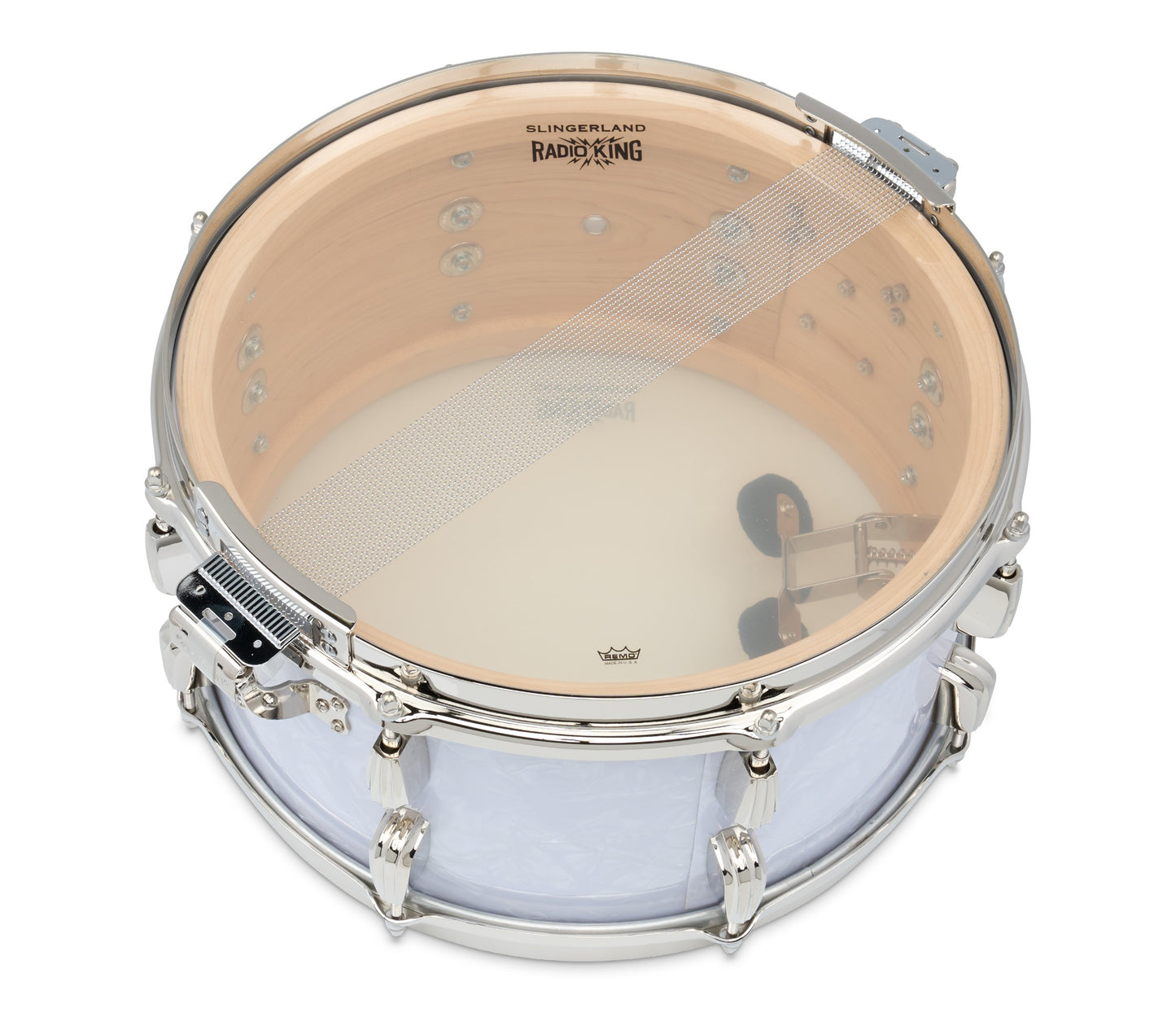 Slingerland Radio King 14" x 7" Snare Drum In White Marine Pearl reso head