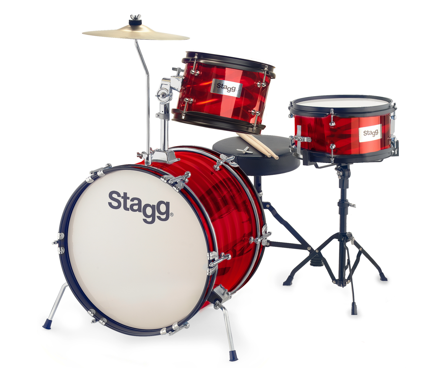 Stagg 16" 3-Piece Junior Drum Set w/ Hardware in Red