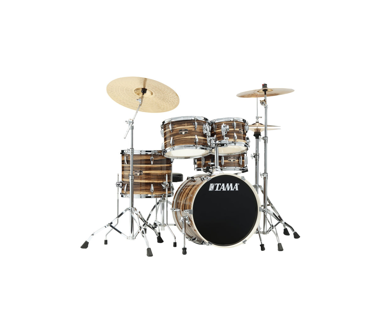 TAMA Imperialstar 18" 5-Piece Drum Kit in Coffee Teak Wrap with Hardware, front view