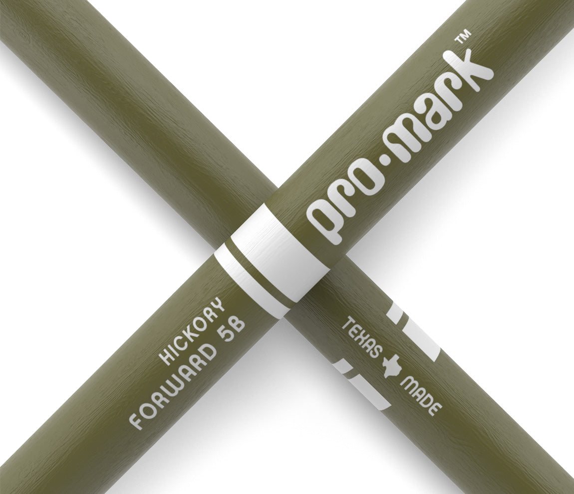 ProMark Classic Forward 5B Painted Green Hickory Drumstick, Oval Wood Tip