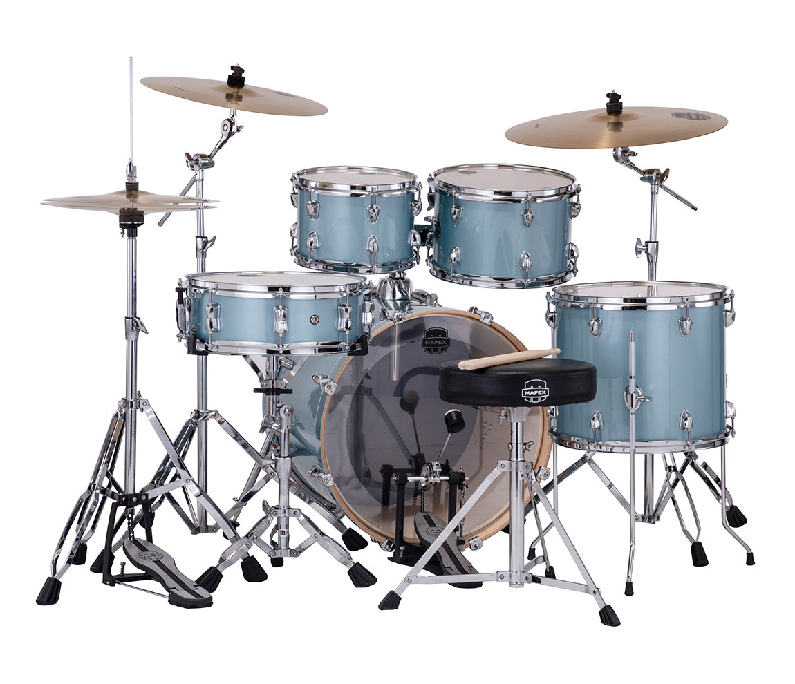 Mapex Venus Fusion Complete Drum Kit in Aqua Blue Sparkle