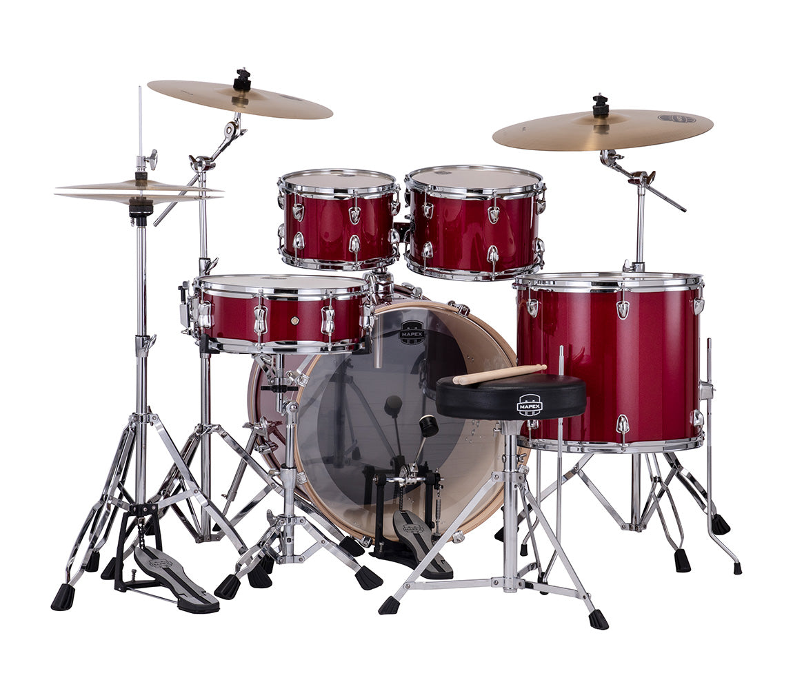 Mapex Venus Rock Complete Drum Kit in Crimson Red Sparkle