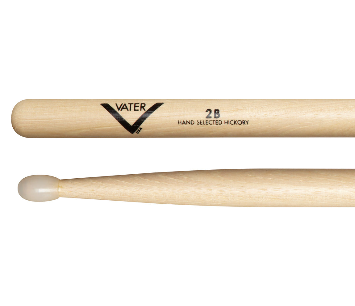 Vater 2B Nylon Tip American Hickory Drumsticks