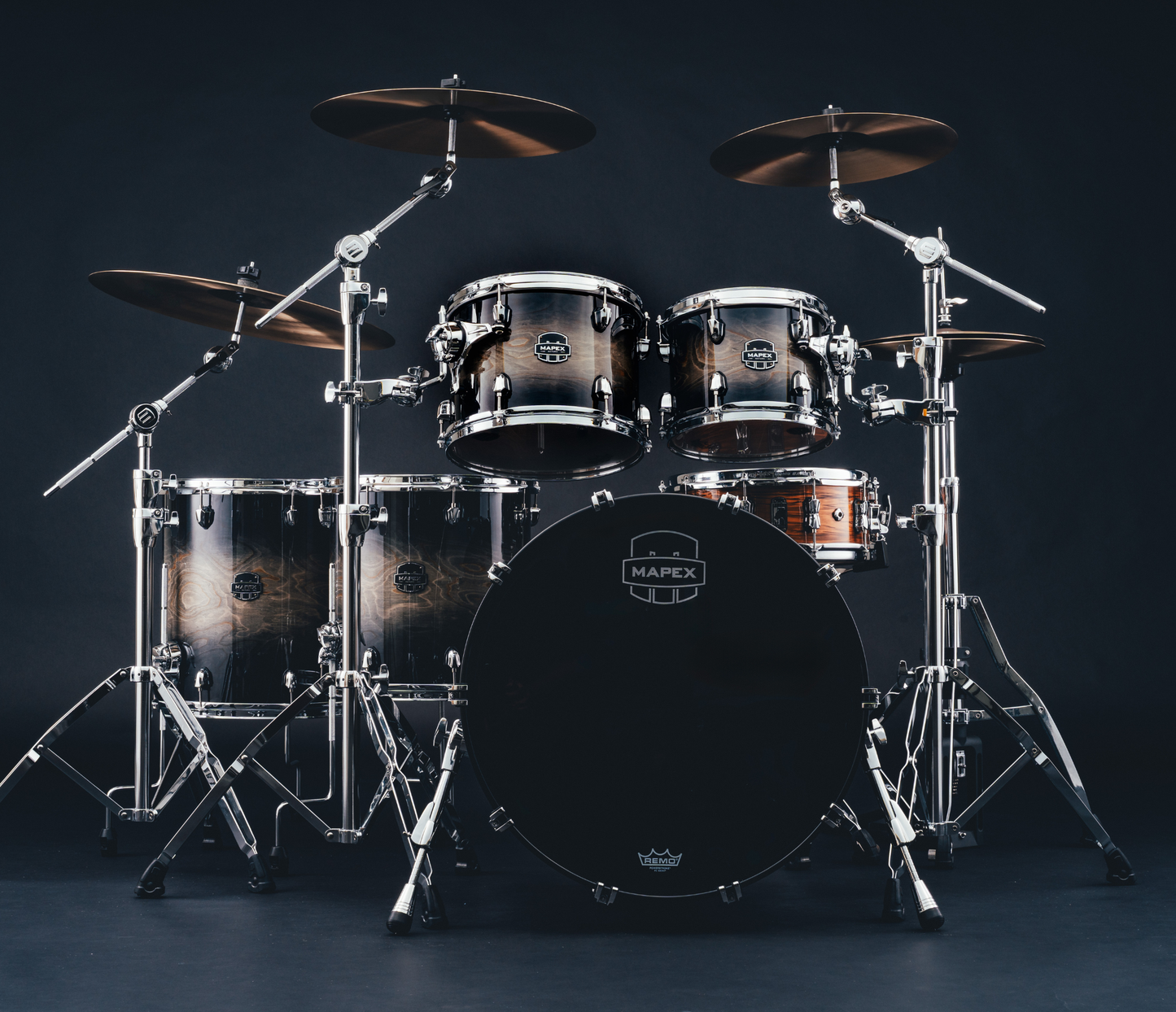 Mapex Saturn VI 22" 5-Piece Studioease Shell Pack in Black Ink Burst