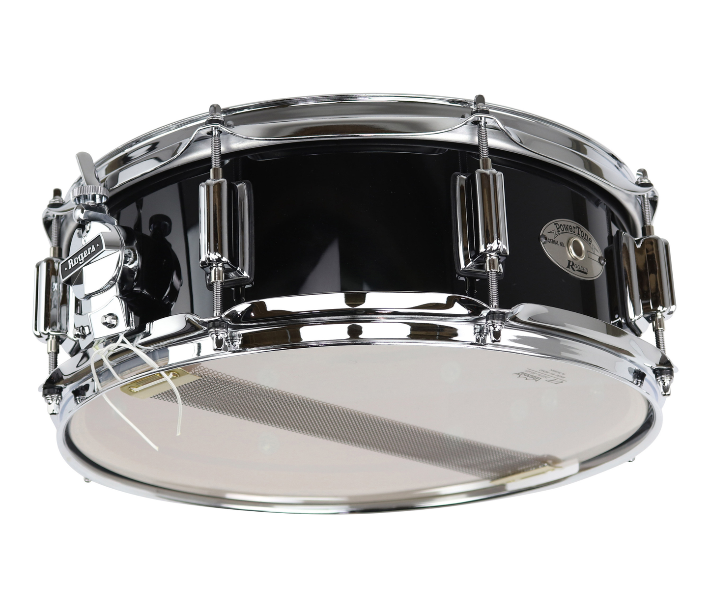 Rogers Powertone 14" x 5" Wood Shell Snare Drum in Piano Black w/Beavertail Lugs