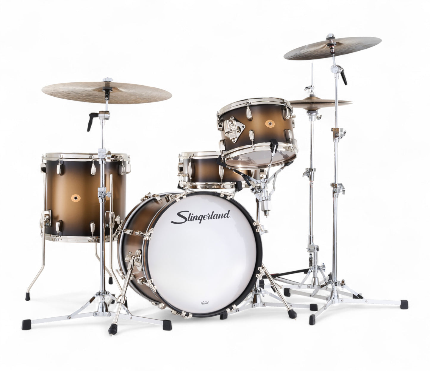 Slingerland Radio King 18" 4-Piece Shell Pack w/ Snare in Black & Gold Lacquer 18/12/14/5.5sn