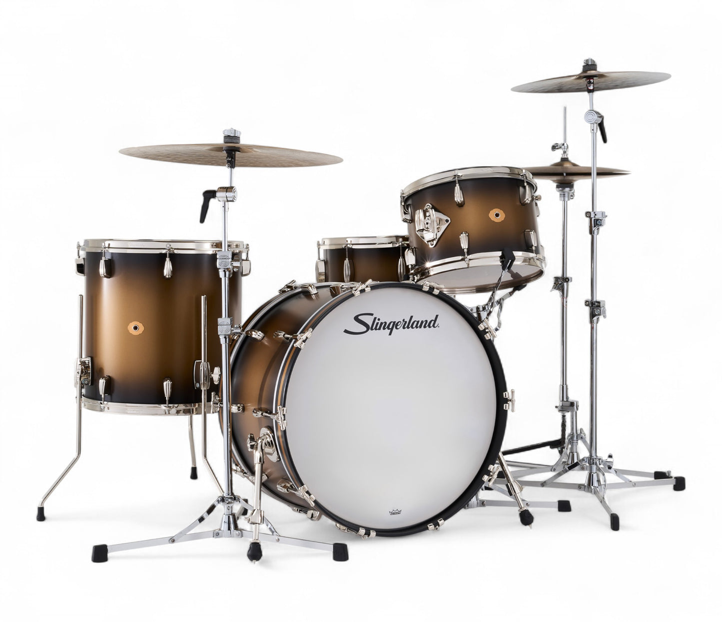 Slingerland Radio King 22" 4-Piece Shell Pack w/ Snare in Black & Gold Lacquer 22/13/16/6.5sn