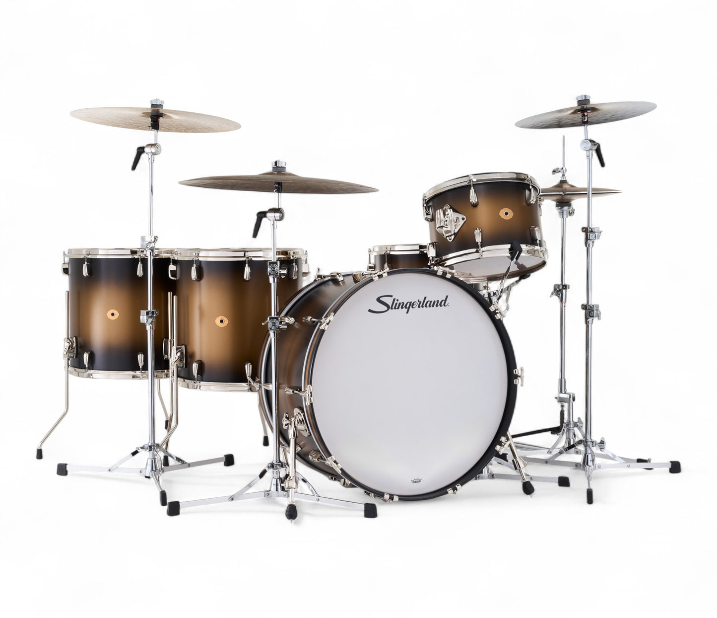 Slingerland Radio King 24" 5-Piece Shell Pack w/ Snare in Black & Gold Lacquer 24/13/16/18/6.5sn