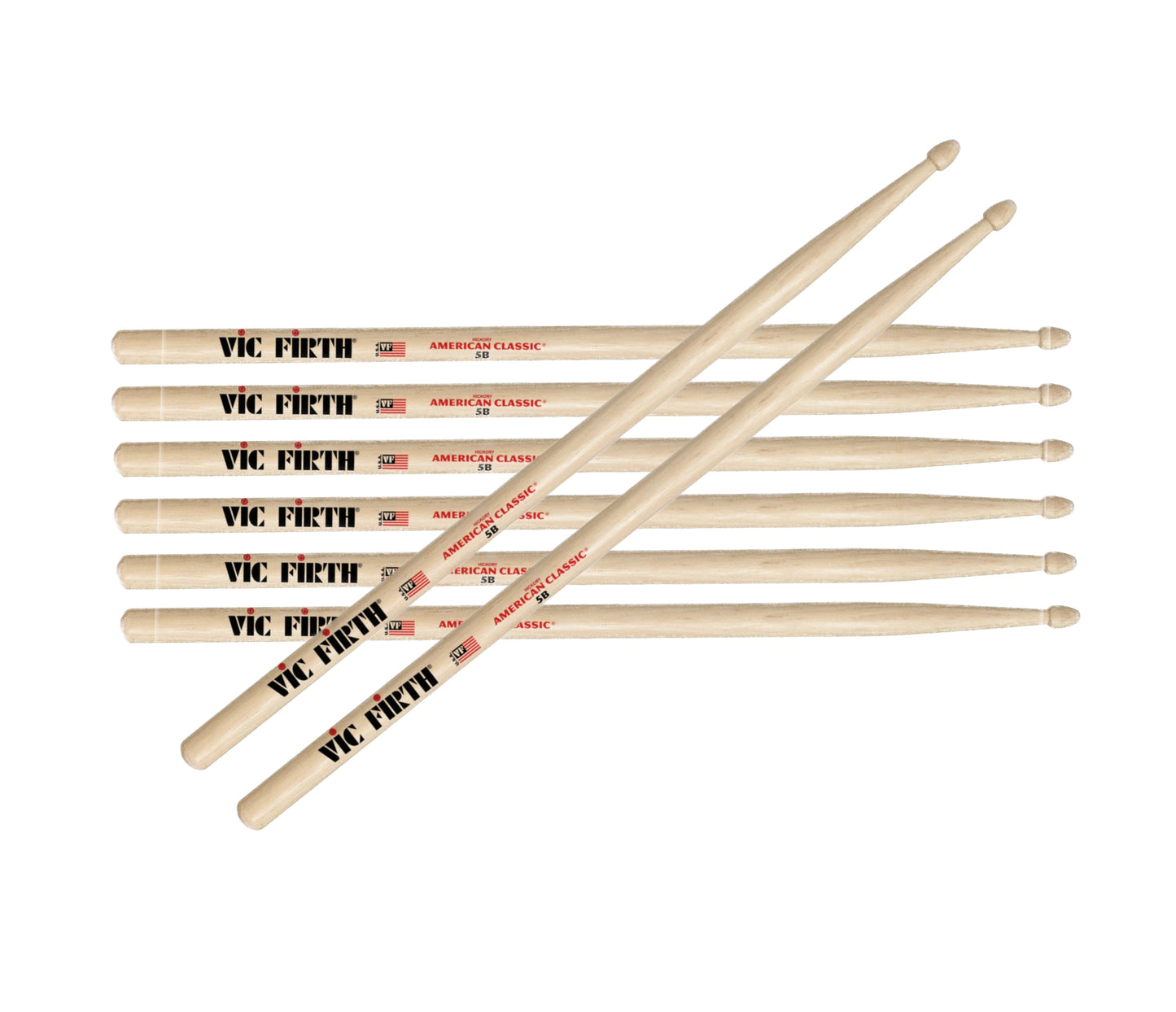 Vic Firth American Classic 5B Wood Tip Drumsticks - 4 For 3 Value Pack