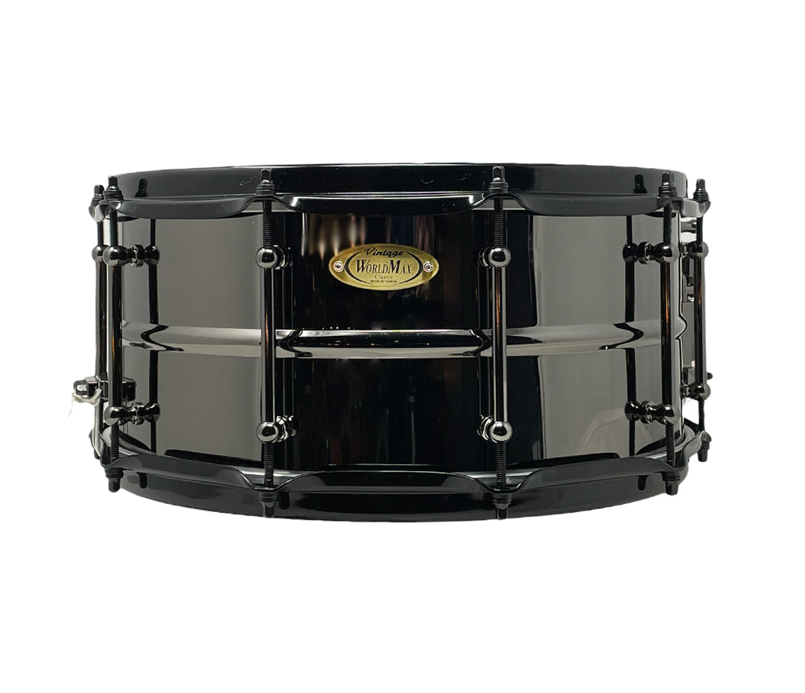 WorldMax 14" x 6.5" Black Brass Snare Drum Upgraded With S-Hoops