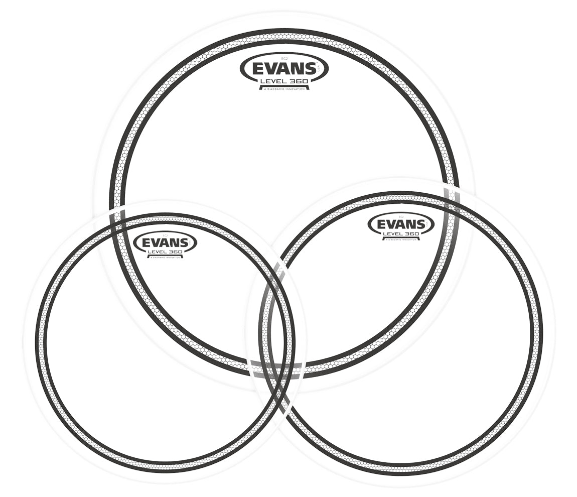 Evans EC2S Clear Standard Pack (12", 13", 16") with 14" HD Dry Snare Batter