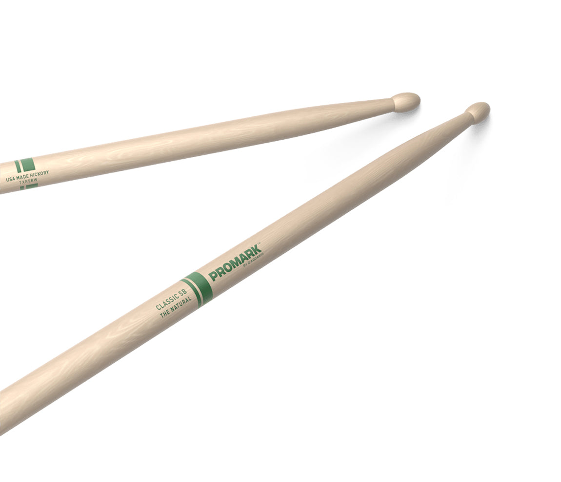 Promark Hickory 5B "The Natural" Wood Tip Drumsticks, Promark, Drumsticks, Hickory, 16.25" x 1.25", Accessories