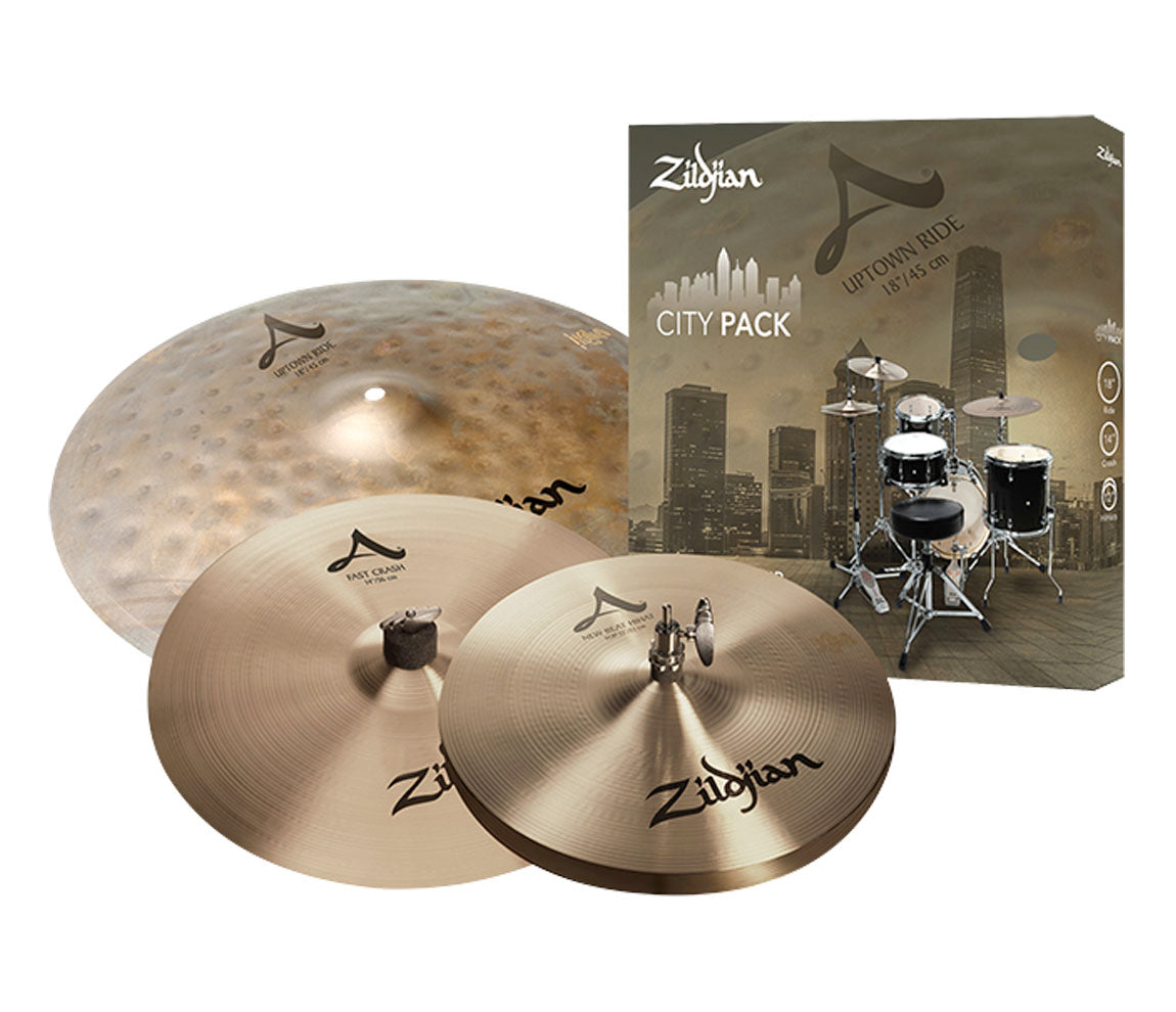 ZILDJIAN A CITY PACK - (12" NEW BEAT HI HATS, 14" CRASH, 18" UPTOWN RIDE)