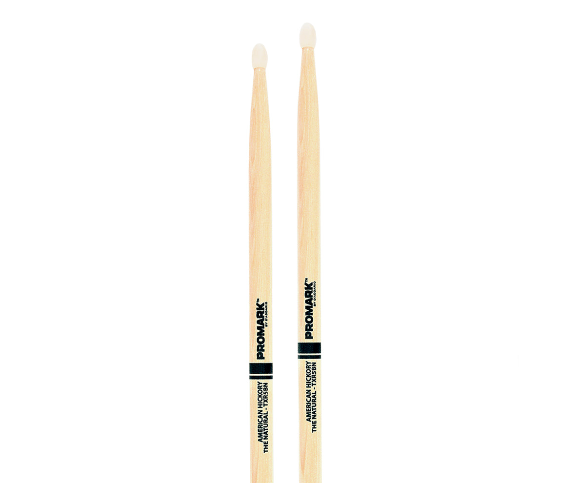 Promark Hickory 5B "Natural" Nylon Tip Drumsticks, Promark, Drumsticks, Hickory, 16" x 1.17", Accessories