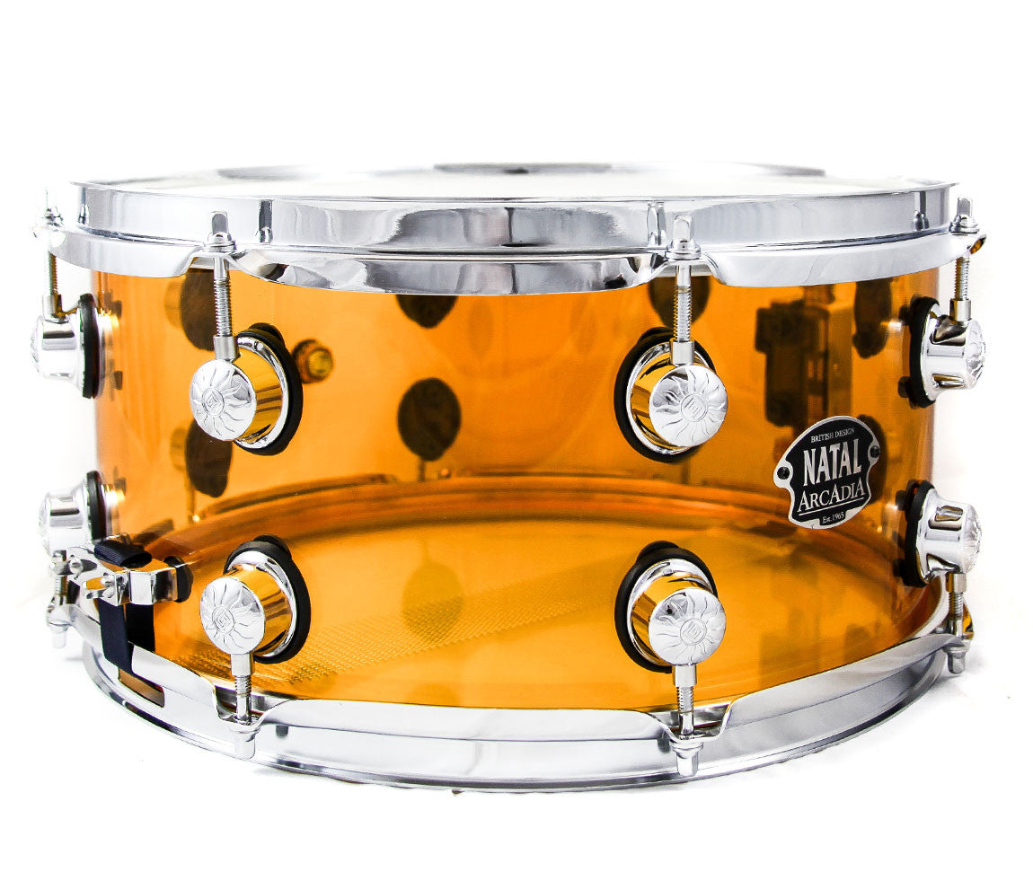 Natal 13" x 6.5" Arcadia Acrylic Snare Drum in Transparent Orange