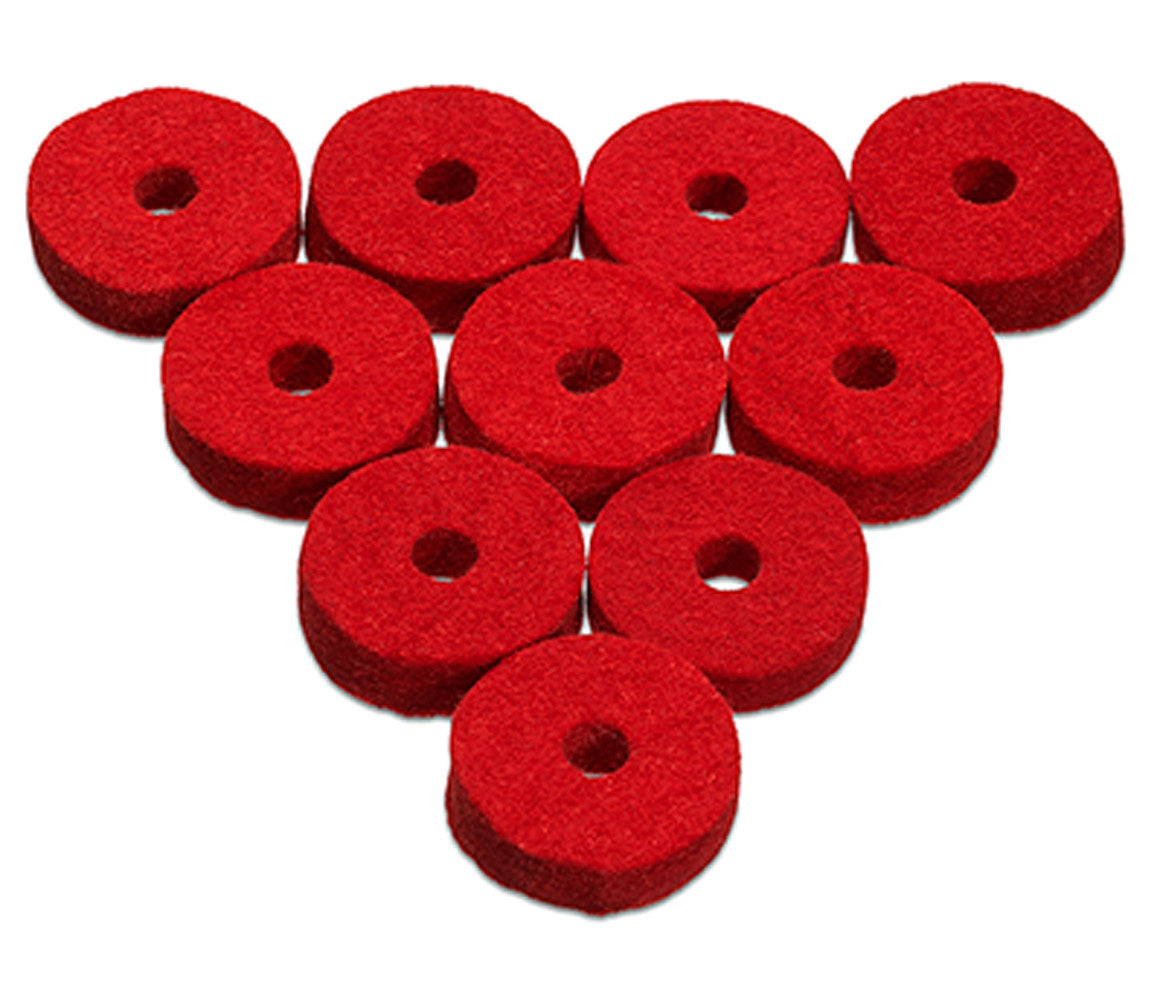 RED WOOL CYMBAL FELTS 10 PACK 1.5" X 0.5"