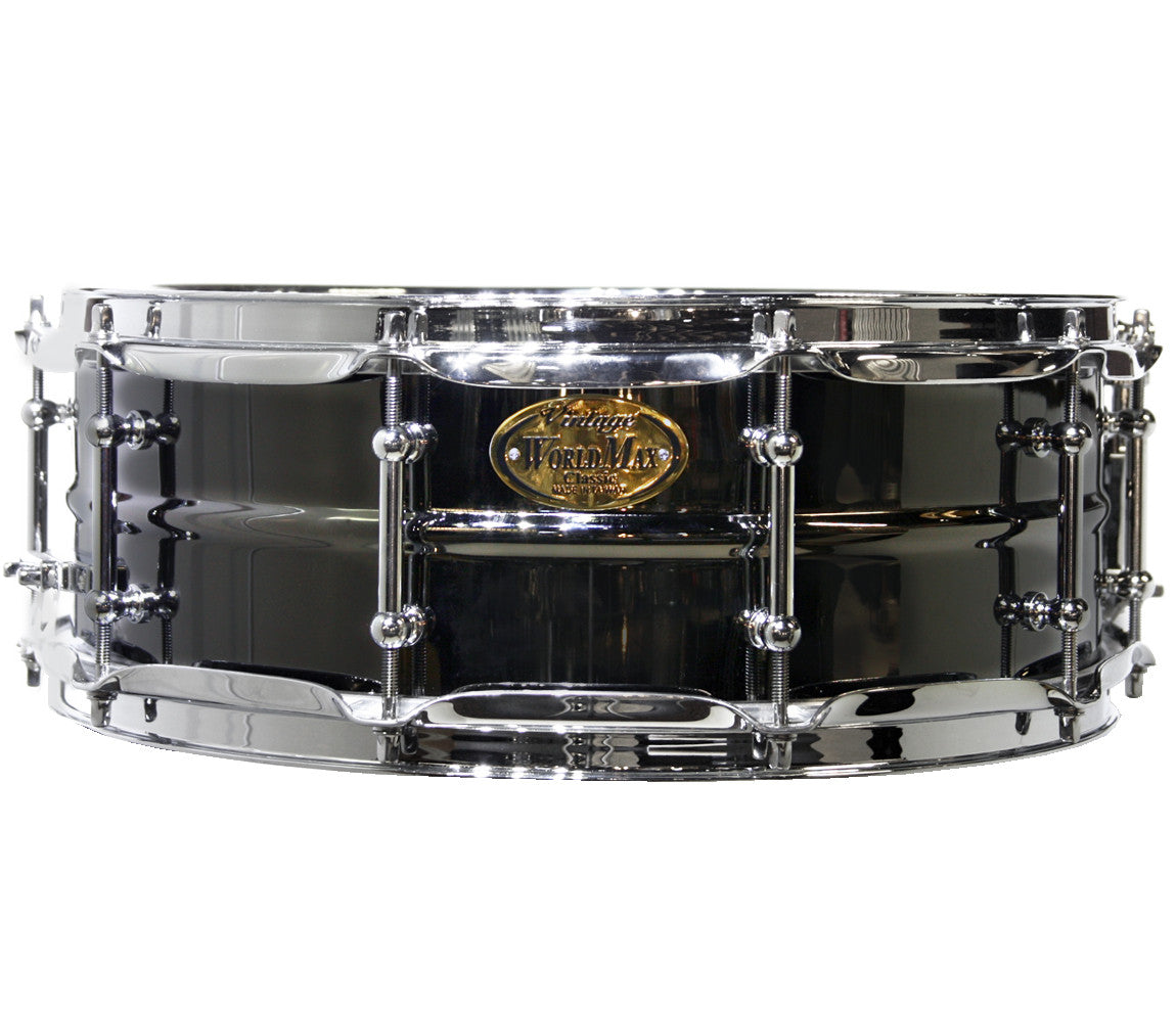 WorldMax 14" x 5" Black Brass Snare Drum with Chrome Hardware