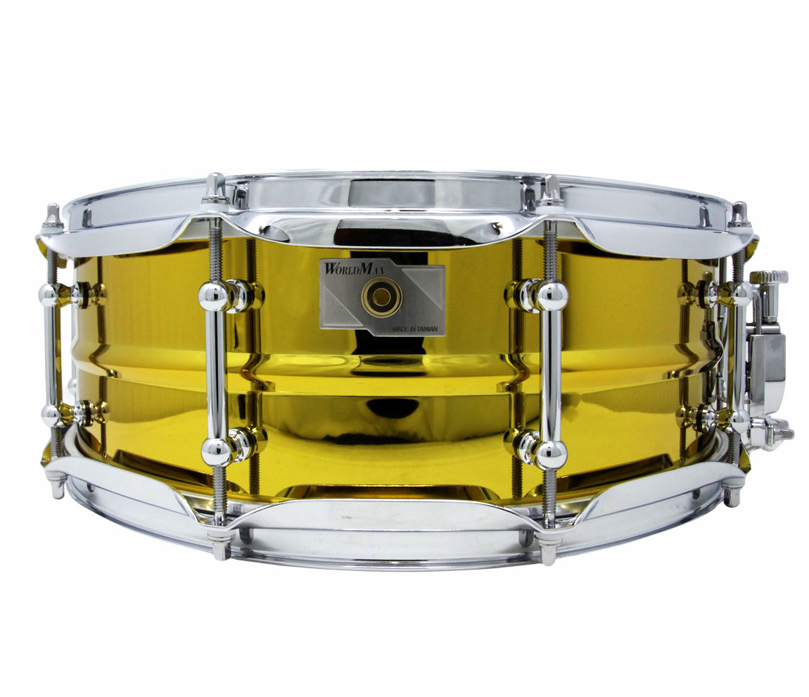 Worldmax 14" x 5" Yellow Plated Steel Snare Drum