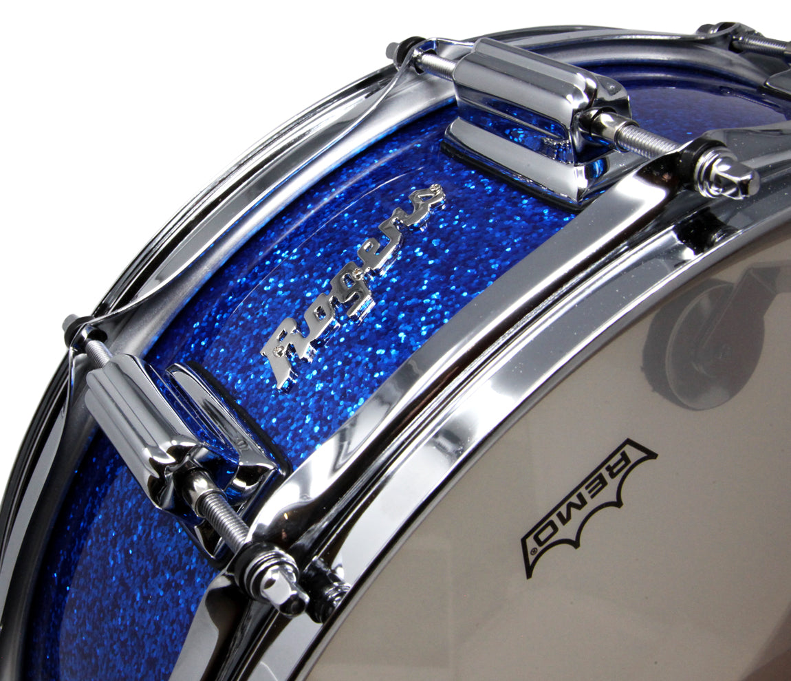 Rogers Dyna-Sonic Beavertail Lugs Blue Sparkle Lacquer 14" x 5" Wood Shell Snare Drum