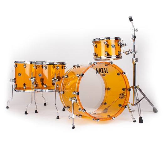 Natal Arcadia Acrylic 4-Piece Shell Pack in Transparent Orange Acrylic Finish, Natal, Drum Lounge, Acoustic Drum Kits, Arcadia Acrylic, Natal Drums, Transparent Orange