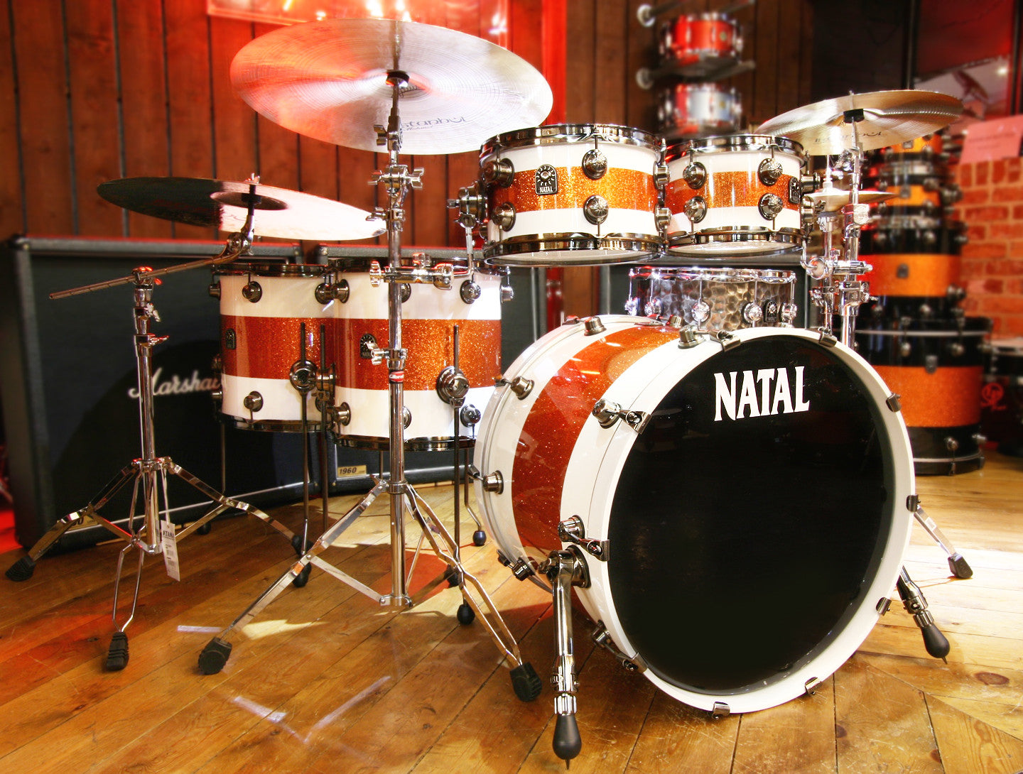 Natal The Originals White/Orange Sparkle Drum Kit