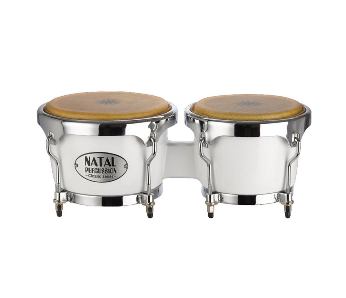 Natal Classic Series Fibreglass Bongos in White, NCSB04W, Fibreglass Bongos, Classic Series, Vendor: Natal, Type: Bongos, Finish: White