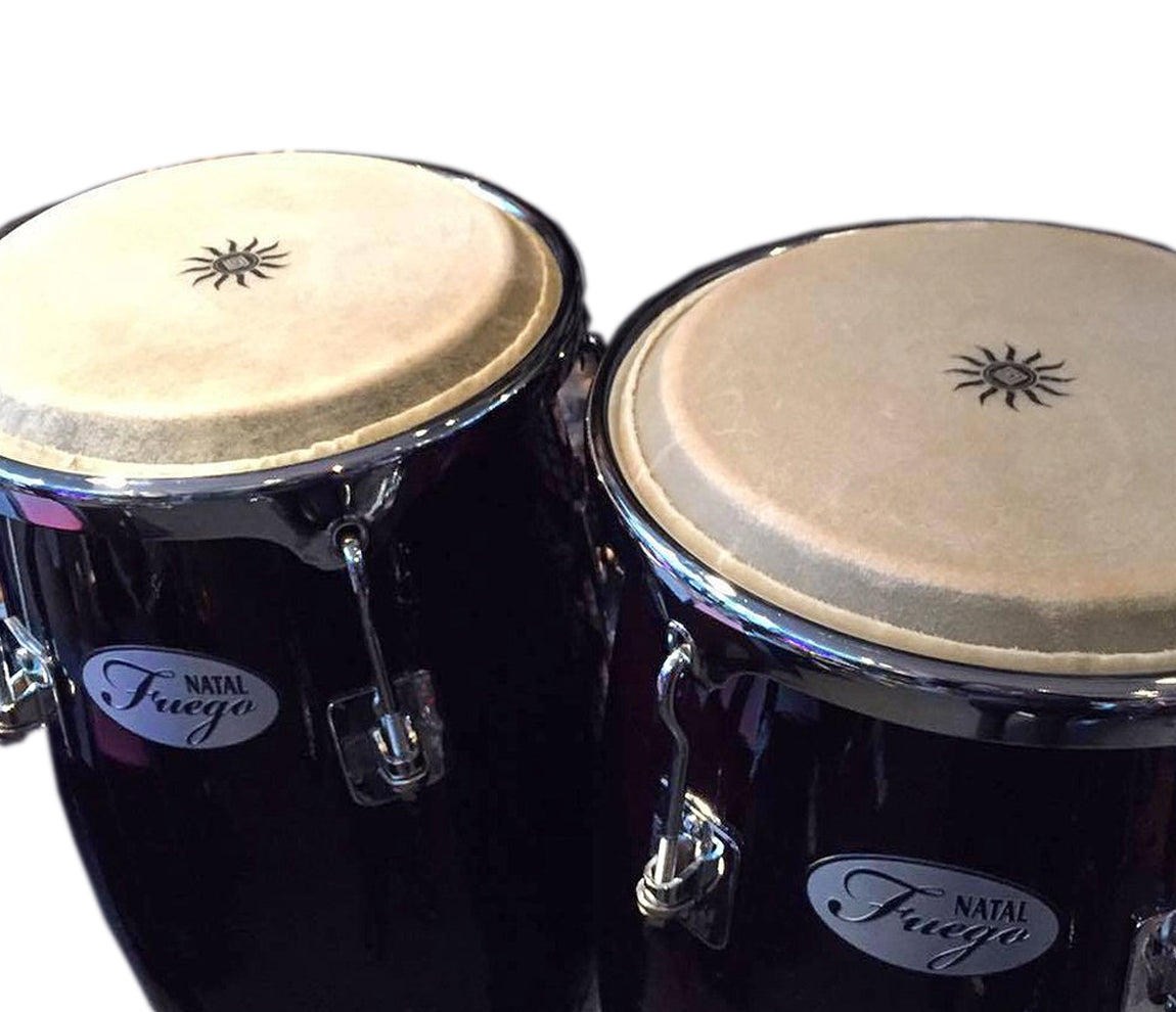 Natal 10" & 11" Natural Wood 2 Stand Black Gloss Congas, Vendor: Natal, Type: Congas, Size 11", Size 10", 2 Stand Congas, Fuego Series, NGU1011-BHC