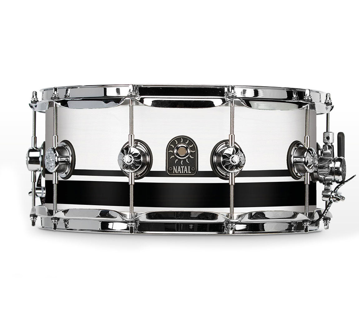 Natal Café Racer Black White Split 14" x 6.5" Snare Drum, Natal, Natal Cafe Racer, Snare Drums, Drum Lounge, Black White Split, 14" x 6.5"