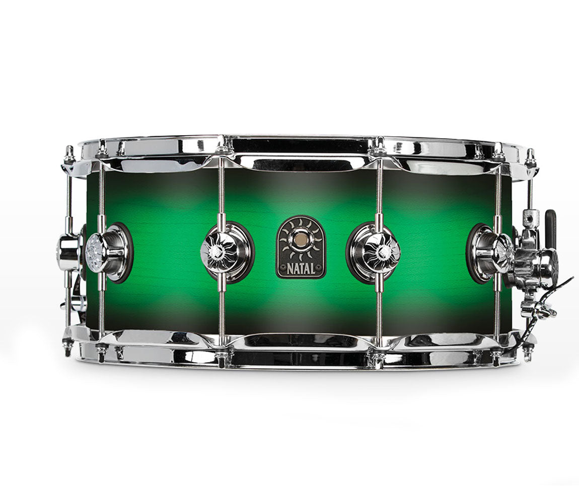 Natal Café Racer Green Satin Fade 14" x 6.5" Snare Drum, Natal, Natal Cafe Racer, Snare Drums, Drum Lounge, Green Satin Fade, 14" x 6.5"