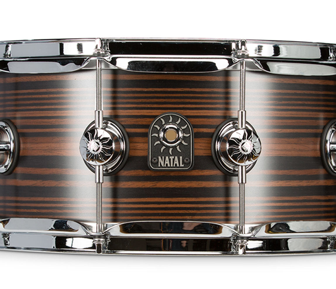 Natal Café Racer Tulip Wood Veneer 14" x 6.5" Snare Drum, Natal, Natal Cafe Racer, Snare Drums, Tulip Wood Veneer, 14" x 6.5", Drum Lounge