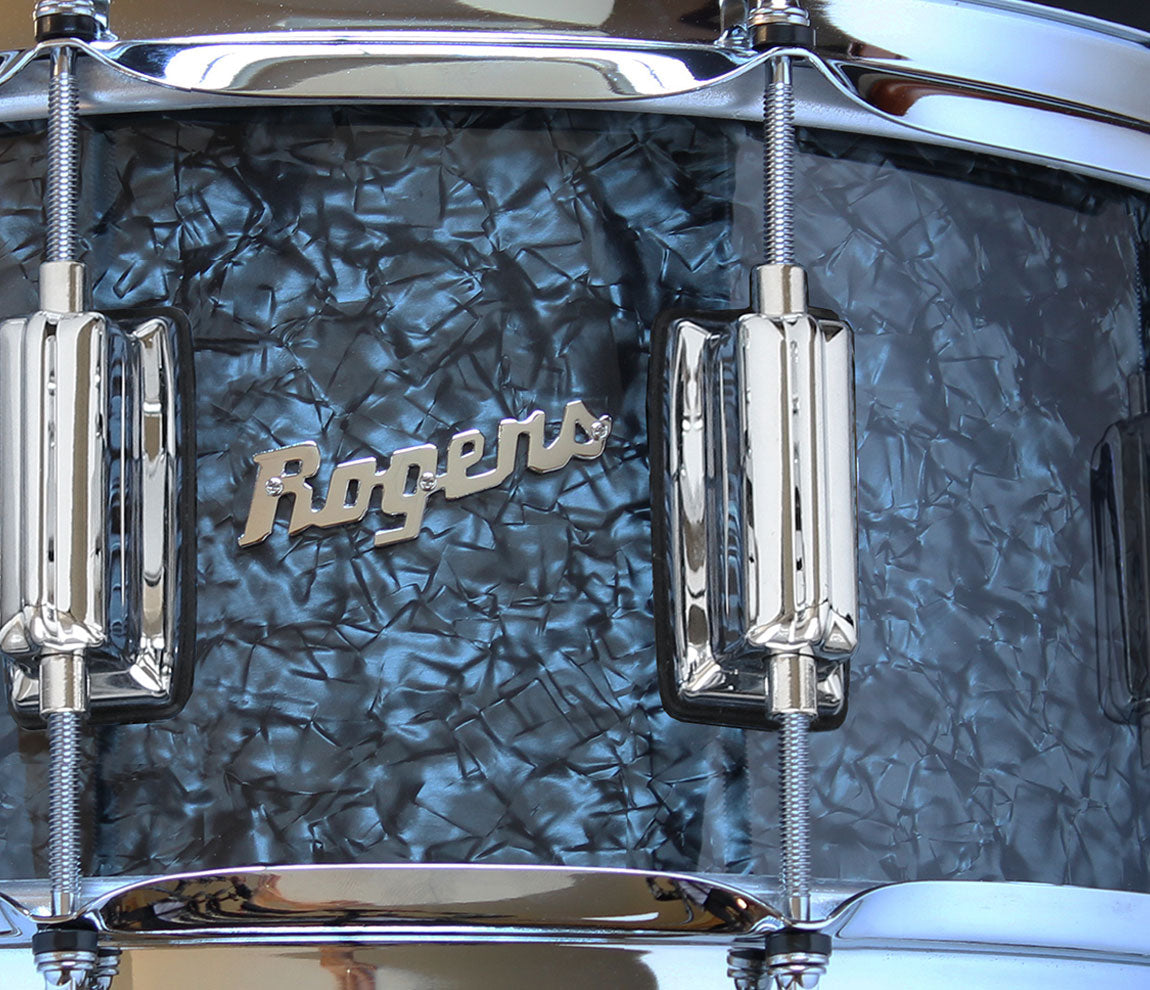 Rogers 14" x 6.5" Dyna-Sonic Beavertail Lugs Snare Drum - Black Diamond Pearl, Rogers, Snare Drums, Black Diamond Pearl, 14" x 6.5"