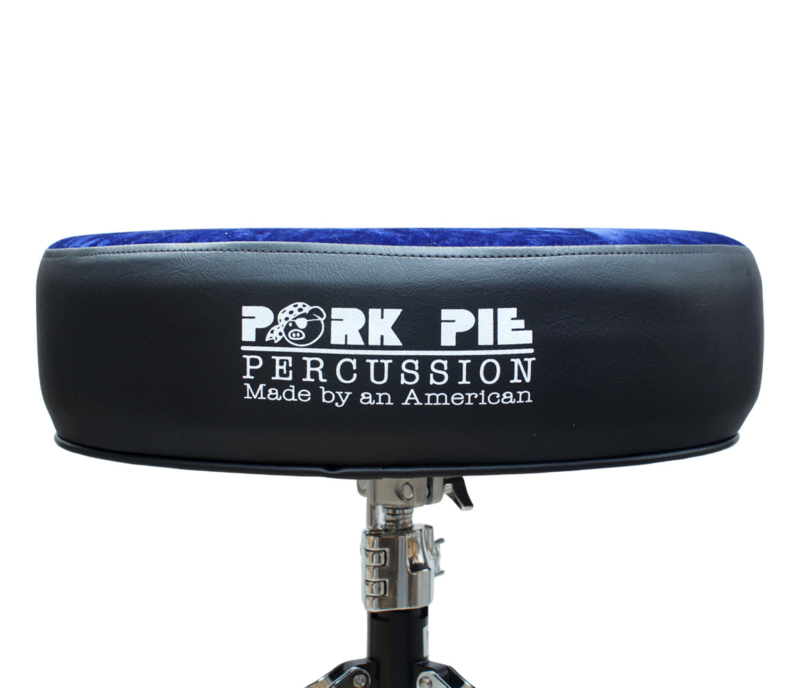 Pork Pie Big Boy Drum Throne in Black with Navy Crush Top inc. Base