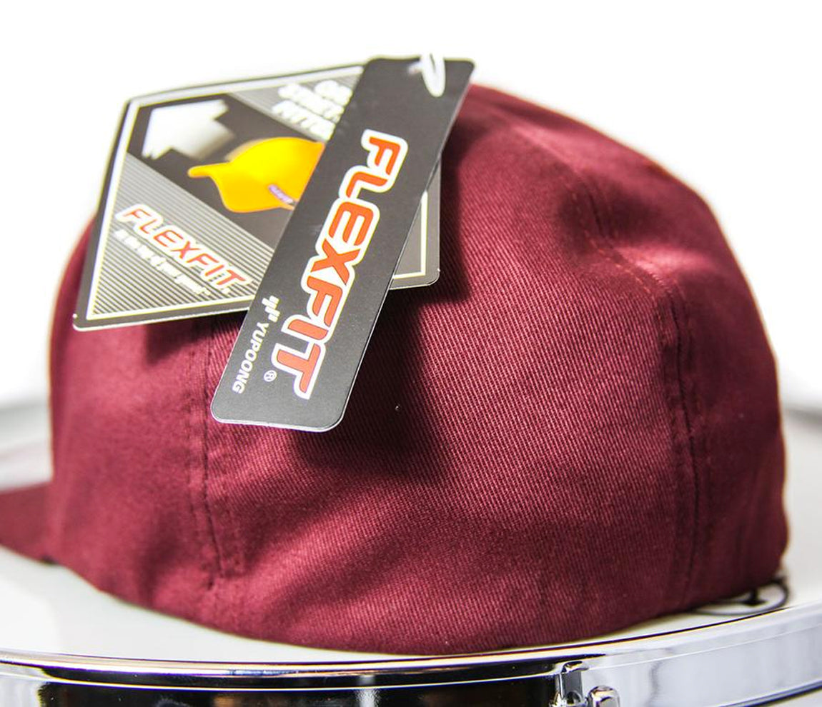 RAW Fitted Cap in Burgundy and White, Flexfit Cap, Snapback