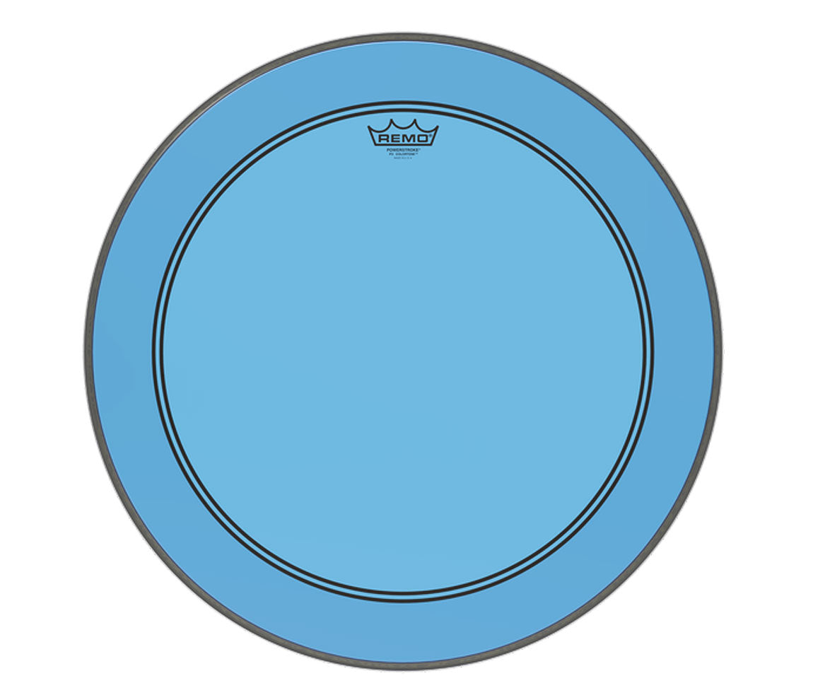 Remo 18" Powerstroke 3 Blue Colortone Batter Drum Head with 5" Offset Hole, Remo, Remo Colortone, Blue, 18"