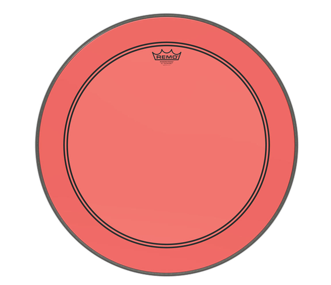 Remo 24" Powerstroke 3 Red Colortone Batter Drum Head with 5" Offset Hole, Remo, Remo Colortone, Red, 24"