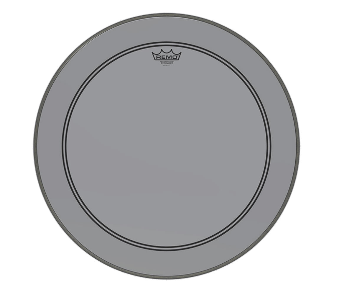 Remo 24" Powerstroke 3 Smoke Colortone Batter Drum Head with 5" Offset Hole, Remo, Remo Colortone, Smoke, 24"